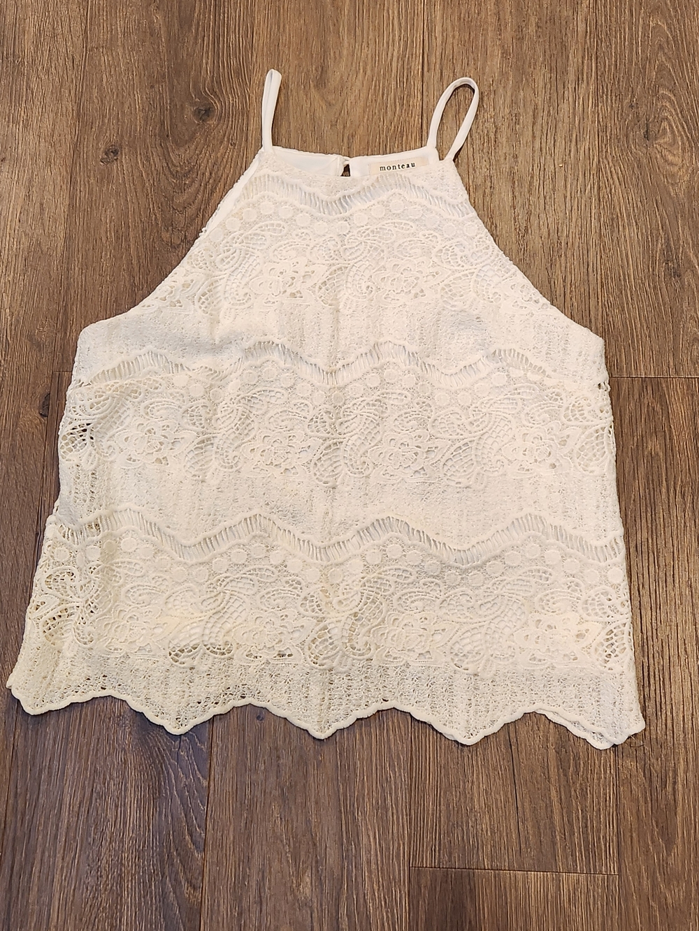 Monteau Ivory Lace Cottagecore  Tank • Romantic Boho Bridal Festival High-Neck